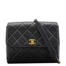 Load image into Gallery viewer, CHANEL Square CC Flap Vintage Quilted Leather Shoulder Bag Black
