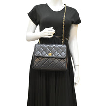 Load image into Gallery viewer, CHANEL Square CC Flap Vintage Quilted Leather Shoulder Bag Black
