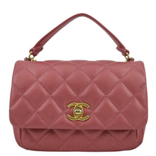 Load image into Gallery viewer, CHANEL Front Pocket Quilted Leather Crossbody Bag Pink front view
