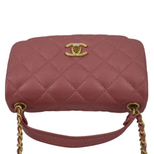 Load image into Gallery viewer, CHANEL Front Pocket Quilted Leather Bag Pink top view
