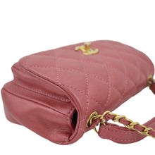 Load image into Gallery viewer, CHANEL Front Pocket Quilted Leather Crossbody Bag Pink sideview
