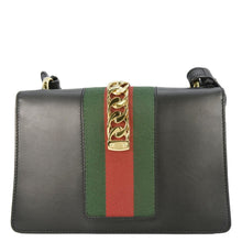 Load image into Gallery viewer, GUCCI Sylvie Small Web Leather Shoulder Bag Black 421882
