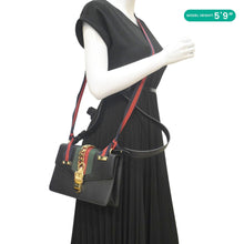 Load image into Gallery viewer, GUCCI Sylvie Small Web Leather Shoulder Bag Black 421882
