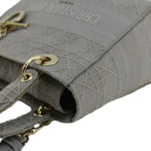 Load image into Gallery viewer, CHRISTIAN DIOR Lady dior D-Lite Embroidered Cannage Canvas Shoulder Bag Gray
