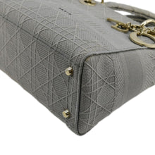 Load image into Gallery viewer, CHRISTIAN DIOR Lady dior D-Lite Embroidered Cannage Canvas Shoulder Bag Gray
