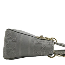 Load image into Gallery viewer, CHRISTIAN DIOR Lady dior D-Lite Embroidered Cannage Canvas Shoulder Bag Gray
