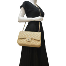 Load image into Gallery viewer, CHANEL Classic Jumbo Double Flap Quilted Leather Shoulder Bag Beige
