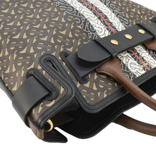 Load image into Gallery viewer, BURBERRY Belted Small Monogram Stripe E-Canvas Tote Shoulder Bag Brown
