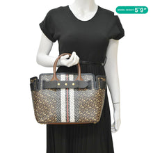 Load image into Gallery viewer, BURBERRY Belted Small Monogram Stripe E-Canvas Tote Shoulder Bag Brown
