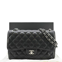 Load image into Gallery viewer, CHANEL Classic Jumbo Double Flap Quilted Caviar Leather Shoulder Bag Black
