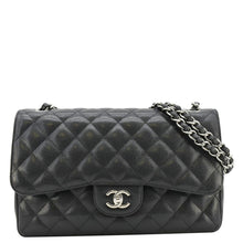 Load image into Gallery viewer, CHANEL Classic Jumbo Double Flap Quilted Caviar Leather Shoulder Bag Black
