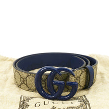 Load image into Gallery viewer, GUCCI GG Buckle Supreme Canvas Leather Belt Size 85.34 Blue 414516
