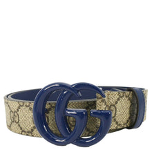 Load image into Gallery viewer, GUCCI GG Buckle Supreme Canvas Leather Belt Size 85.34 Blue 414516
