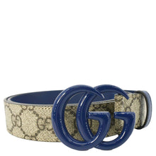 Load image into Gallery viewer, GUCCI GG Buckle Supreme Canvas Leather Belt Size 85.34 Blue 414516
