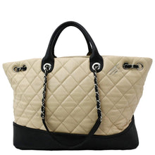 Load image into Gallery viewer, CHANEL Drawstring Large Quilted Calfskin &amp; Caviar Shopping Tote Bag Beige
