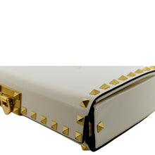 Load image into Gallery viewer, VALENTINO Rockstud Alcove Calfskin Leather Clutch Shoulder Bag Ivory
