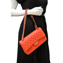 Load image into Gallery viewer, CHANEL Classic Double Flap Medium Leather Shoulder Bag Red
