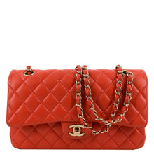 Load image into Gallery viewer, CHANEL Classic Double Flap Medium Leather Shoulder Bag Red
