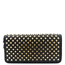 Load image into Gallery viewer, CHRISTIAN LOUBOUTIN Panettone Studded Leather Zippy Wallet Black
