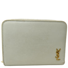 Load image into Gallery viewer, YVES SAINT LAURENT Tiny Monogram Compact Leather Zip Around Wallet White
