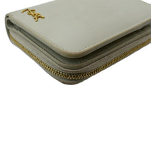 Load image into Gallery viewer, YVES SAINT LAURENT Tiny Monogram Compact Leather Zip Around Wallet White
