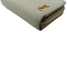 Load image into Gallery viewer, YVES SAINT LAURENT Tiny Monogram Compact Leather Zip Around Wallet White
