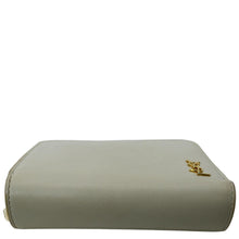 Load image into Gallery viewer, YVES SAINT LAURENT Tiny Monogram Compact Leather Zip Around Wallet White
