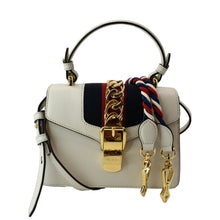 Load image into Gallery viewer, GUCCI Sylvie Mini Leather Top Handle Crossbody Bag White 470270
