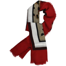 Load image into Gallery viewer, BURBERRY Leopard Print Multicolor Scarf Red
