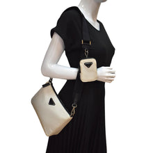 Load image into Gallery viewer, Prada Re-Nylon Leather Shoulder Bag in White Color - Full View
