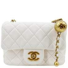 Load image into Gallery viewer, CHANEL Pearl Crush Mini Square Flap Leather Crossbody Bag White
