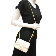 Load image into Gallery viewer, CHANEL Pearl Crush Mini Square Flap Leather Crossbody Bag White
