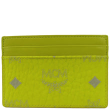 Load image into Gallery viewer, MCM Visetos Coated Canvas Card Case Wallet Neon Yellow
