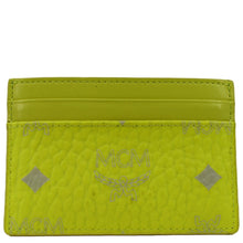 Load image into Gallery viewer, MCM Visetos Coated Canvas Card Case Wallet Neon Yellow
