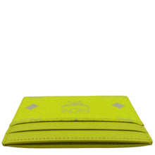 Load image into Gallery viewer, MCM Visetos Coated Canvas Card Case Wallet Neon Yellow
