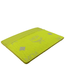 Load image into Gallery viewer, MCM Visetos Coated Canvas Card Case Wallet Neon Yellow
