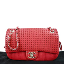 Load image into Gallery viewer, CHANEL Flap Perforated Leather Shoulder Bag Red
