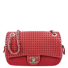 Load image into Gallery viewer, CHANEL Flap Perforated Leather Shoulder Bag Red
