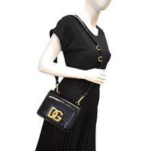 Load image into Gallery viewer, Dolce &amp; Gabbana Logo Patent Leather Crossbody Bag Black - Full View

