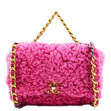 Load image into Gallery viewer, CHANEL 19 Flap Shearling Sheepskin Shoulder Bag Pink
