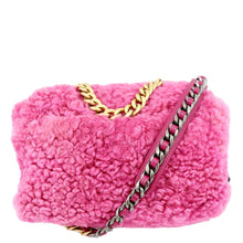 Load image into Gallery viewer, CHANEL 19 Flap Shearling Sheepskin Shoulder Bag Pink
