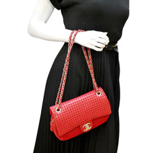 Load image into Gallery viewer, CHANEL Flap Perforated Leather Shoulder Bag Red
