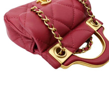 Load image into Gallery viewer, CHANEL Women Top Handle Flap Card Holder Quilted Leather Chain Shoulder Bag Red
