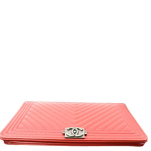 Load image into Gallery viewer, CHANEL Women Long Flap Chevron Leather Wallet Red
