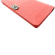 Load image into Gallery viewer, CHANEL Women Long Flap Chevron Leather Wallet Red
