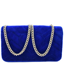 Load image into Gallery viewer, GUCCI Marmont GG Mini Velvet Matelasse Crossbody Bag Blue 488426
