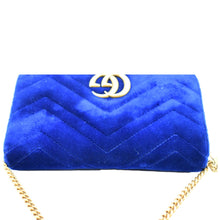 Load image into Gallery viewer, GUCCI Marmont GG Mini Velvet Matelasse Crossbody Bag Blue 488426
