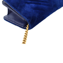 Load image into Gallery viewer, GUCCI Marmont GG Mini Velvet Matelasse Crossbody Bag Blue 488426
