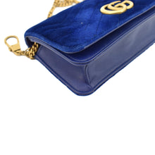 Load image into Gallery viewer, GUCCI Marmont GG Mini Velvet Matelasse Crossbody Bag Blue 488426
