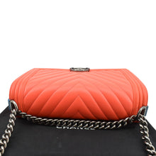 Load image into Gallery viewer, CHANEL Medium Boy Flap Chevron Quilted Calfskin Shoulder Bag Red
